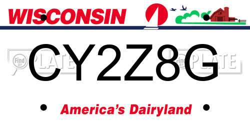 CY2Z8G Wisconsin License Plate