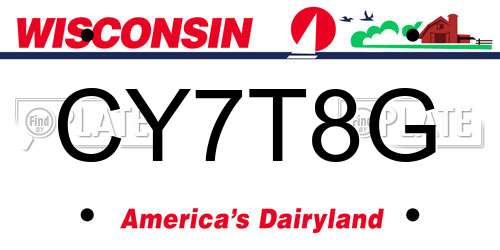 CY7T8G Wisconsin License Plate