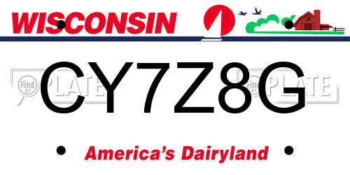 CY7Z8G Wisconsin License Plate
