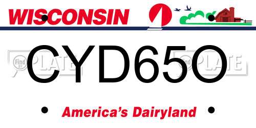 CYD65O Wisconsin License Plate