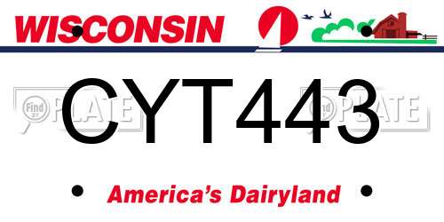 CYT443 Wisconsin License Plate