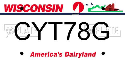 CYT78G Wisconsin License Plate