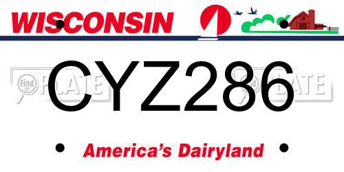CYZ286 Wisconsin License Plate