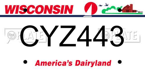 CYZ443 Wisconsin License Plate
