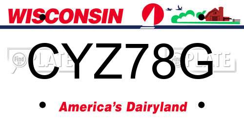 CYZ78G Wisconsin License Plate