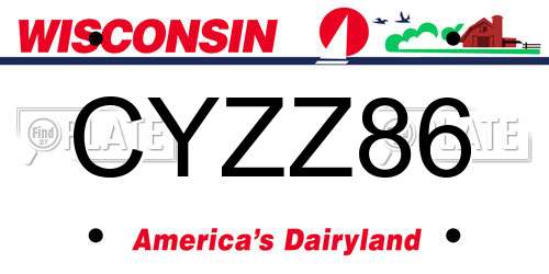 CYZZ86 Wisconsin License Plate