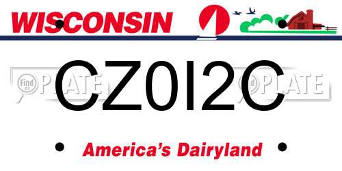 CZ0I2C Wisconsin License Plate
