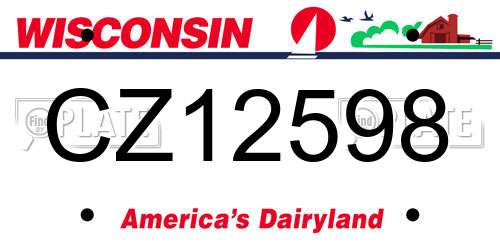 CZ12598 Wisconsin License Plate