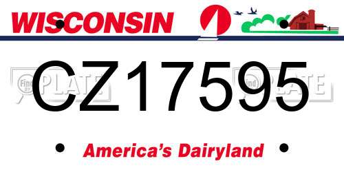 CZ17595 Wisconsin License Plate