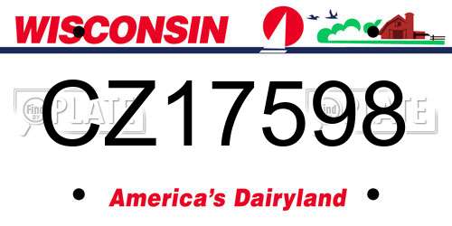 CZ17598 Wisconsin License Plate