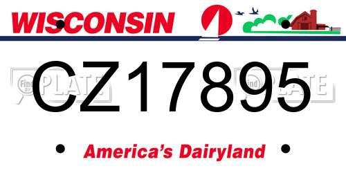 CZ17895 Wisconsin License Plate