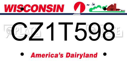 CZ1T598 Wisconsin License Plate