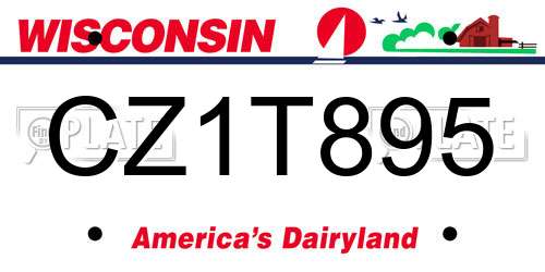 CZ1T895 Wisconsin License Plate