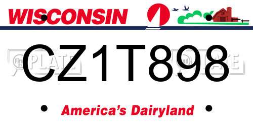 CZ1T898 Wisconsin License Plate
