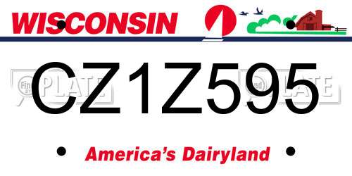CZ1Z595 Wisconsin License Plate
