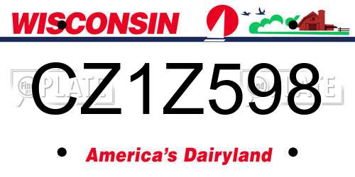 CZ1Z598 Wisconsin License Plate