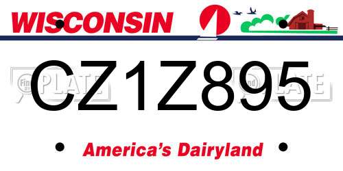 CZ1Z895 Wisconsin License Plate