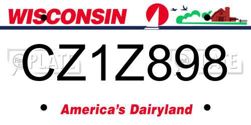 CZ1Z898 Wisconsin License Plate