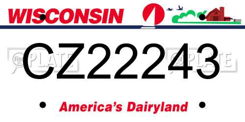 CZ22243 Wisconsin License Plate