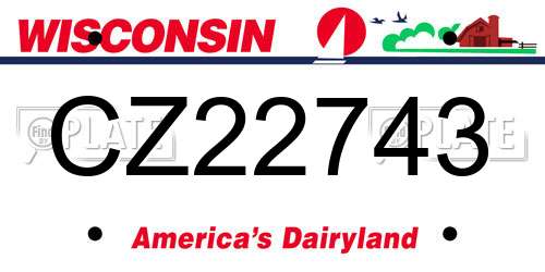 CZ22743 Wisconsin License Plate