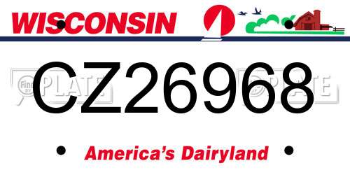 CZ26968 Wisconsin License Plate