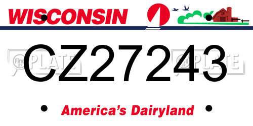 CZ27243 Wisconsin License Plate