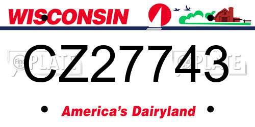 CZ27743 Wisconsin License Plate