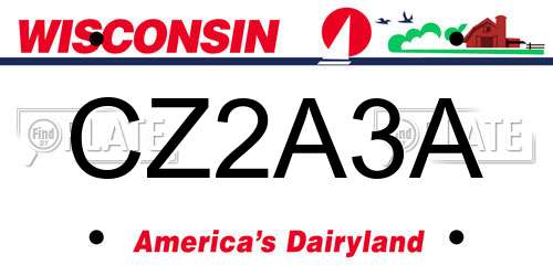 CZ2A3A Wisconsin License Plate