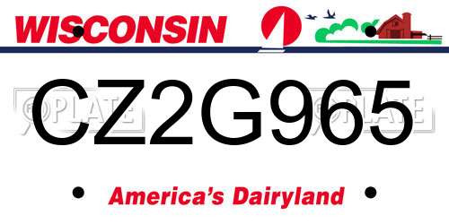 CZ2G965 Wisconsin License Plate