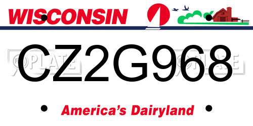 CZ2G968 Wisconsin License Plate