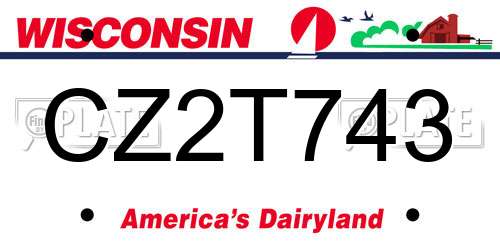 CZ2T743 Wisconsin License Plate