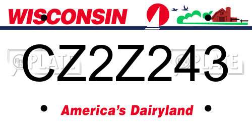 CZ2Z243 Wisconsin License Plate