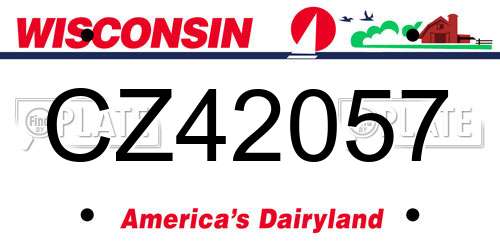 CZ42057 Wisconsin License Plate
