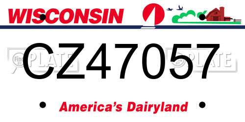 CZ47057 Wisconsin License Plate