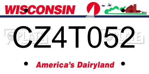 CZ4T052 Wisconsin License Plate