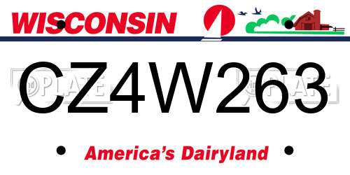 CZ4W263 Wisconsin License Plate