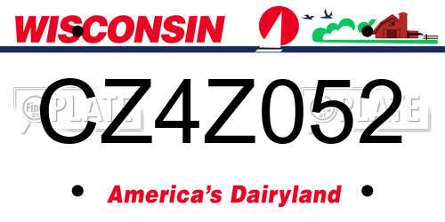 CZ4Z052 Wisconsin License Plate