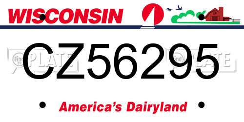 CZ56295 Wisconsin License Plate