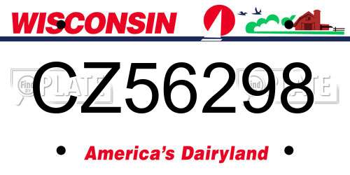 CZ56298 Wisconsin License Plate