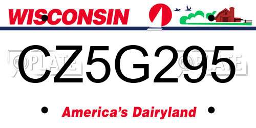 CZ5G295 Wisconsin License Plate