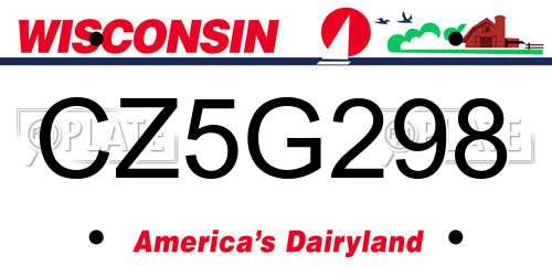 CZ5G298 Wisconsin License Plate