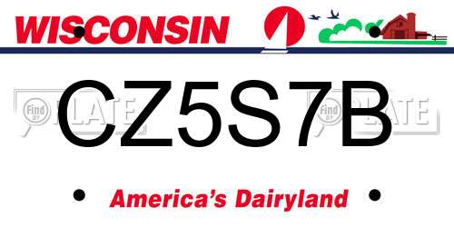 CZ5S7B Wisconsin License Plate