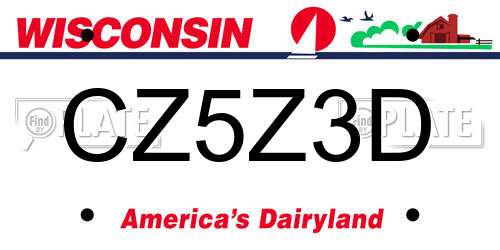 CZ5Z3D Wisconsin License Plate