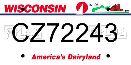 CZ72243 Wisconsin License Plate