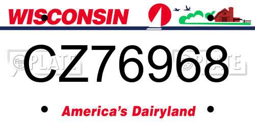 CZ76968 Wisconsin License Plate