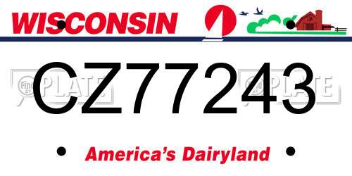 CZ77243 Wisconsin License Plate