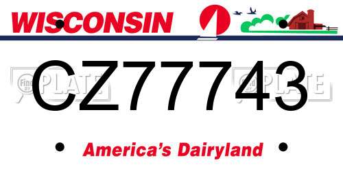 CZ77743 Wisconsin License Plate