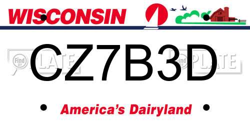CZ7B3D Wisconsin License Plate
