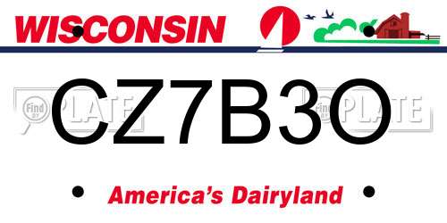 CZ7B3O Wisconsin License Plate