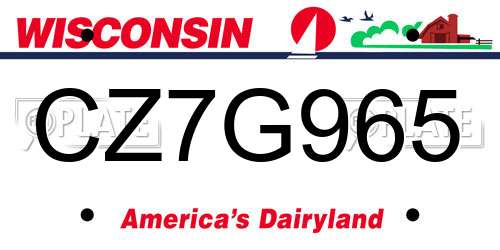 CZ7G965 Wisconsin License Plate